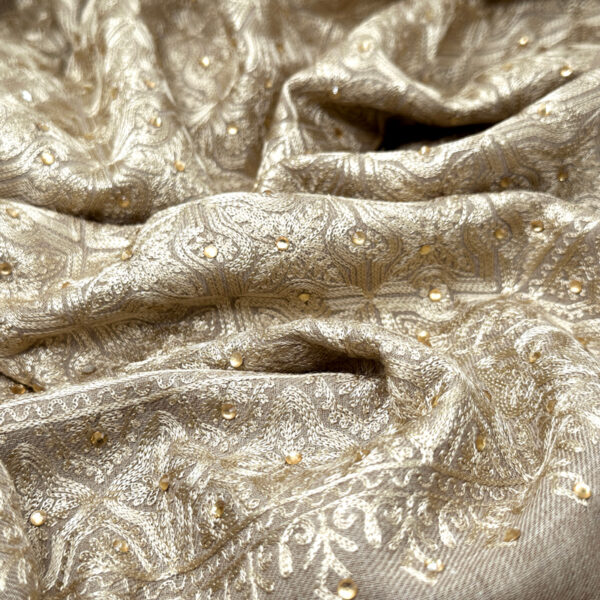 Gold Embroidered Wool Stole